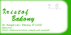 kristof bakony business card